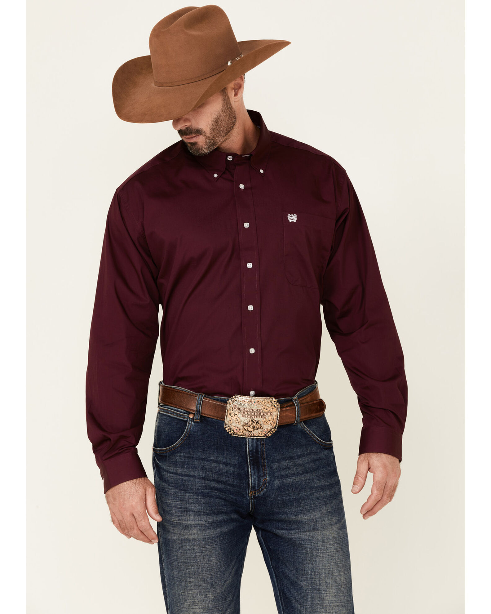 Burgundy online western shirt