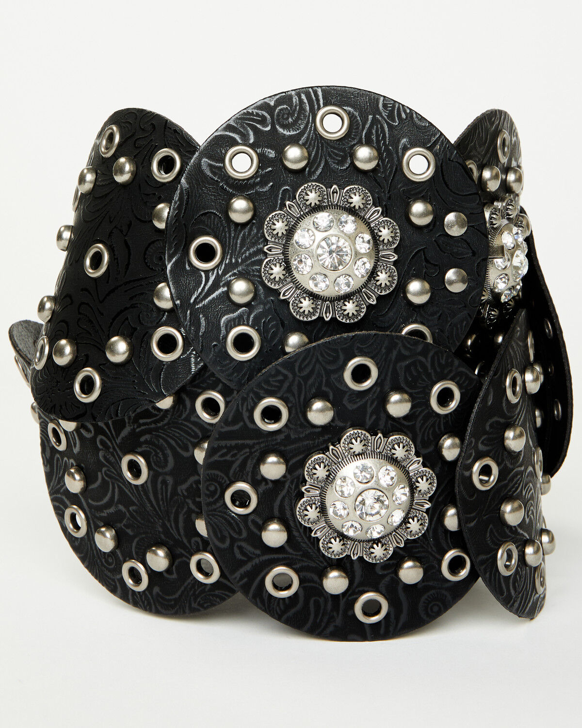 Image #2 - Shyanne Women's Juliette Embellished Concho Belt, Black, hi-res