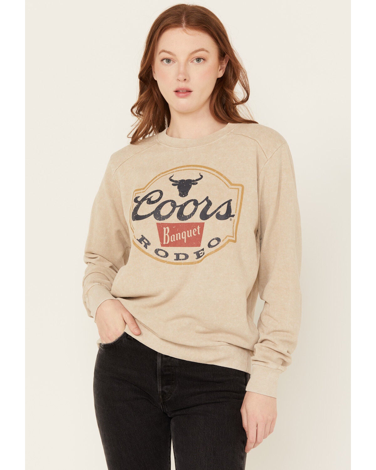 Coors Women's Banquet Logo Crewneck Sweatshirt, Sand, hi-res