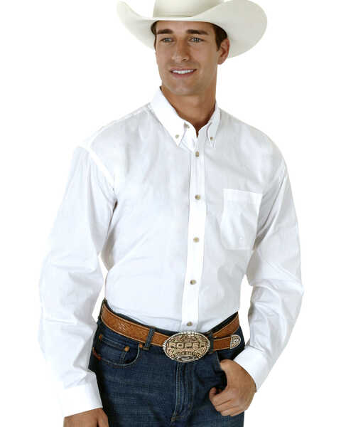 Image #1 - Roper Amarillo Collection Men's Shirt, White, hi-res