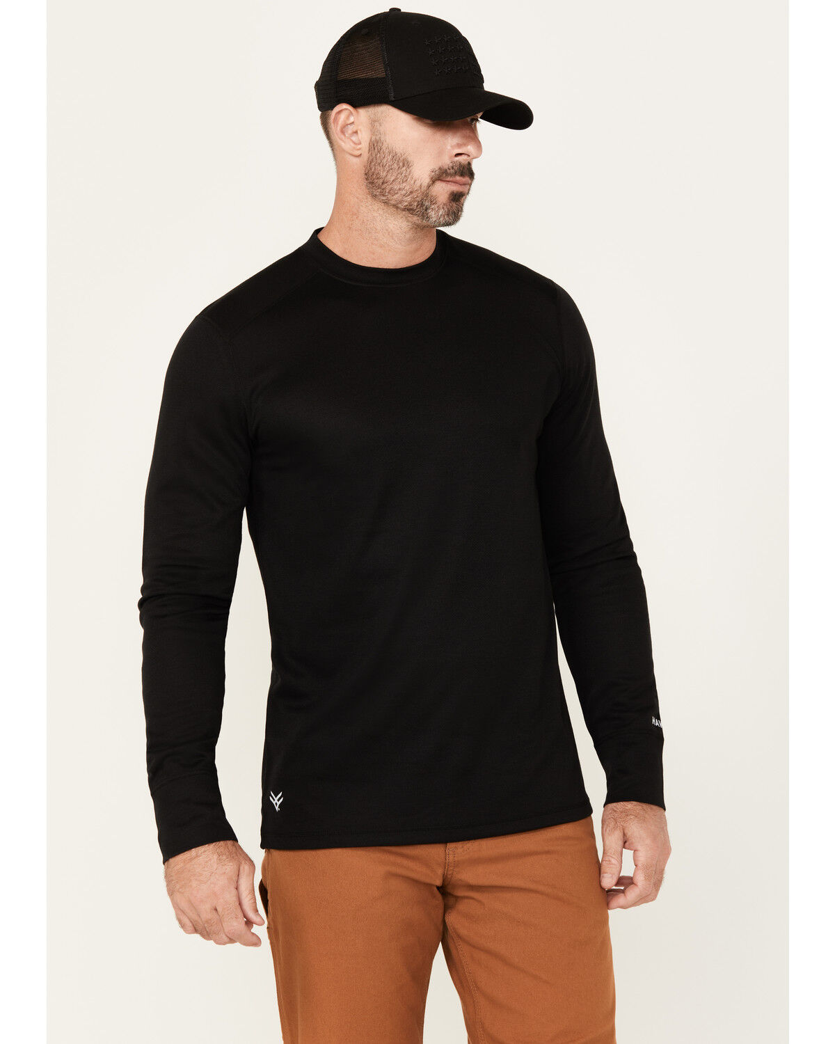 Image #1 - Hawx Men's Midweight Base Layer Long Sleeve Top - Tall, Black, hi-res