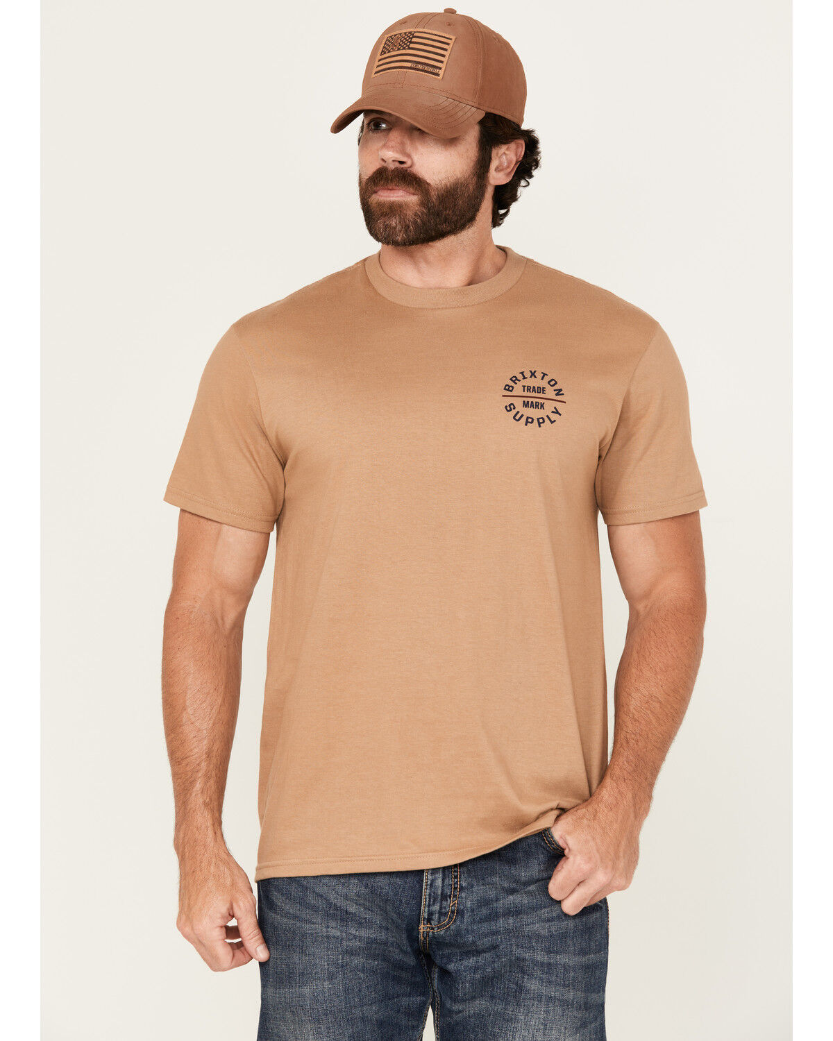 Image #2 - Brixton Men's Oath Logo Short Sleeve Graphic T-Shirt, Tan, hi-res