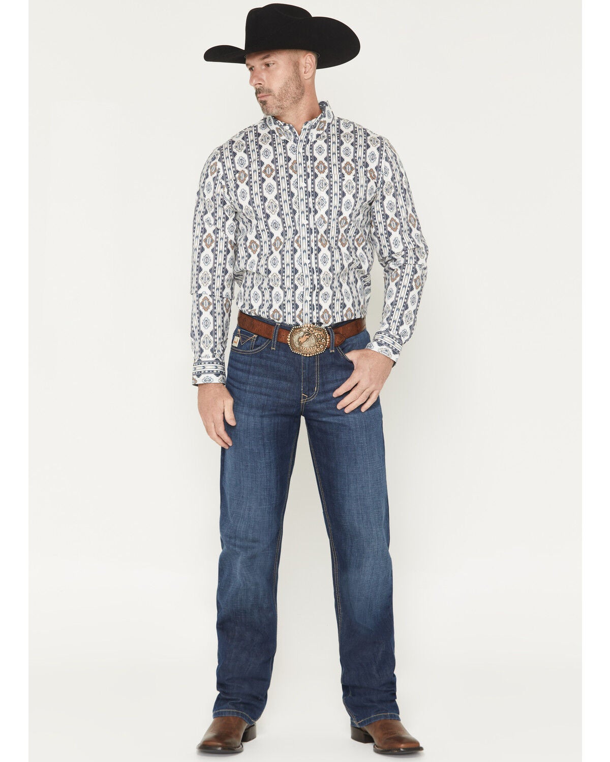Cinch Men's Grant Dark Wash Relaxed Bootcut Performance Stretch Denim Jeans, Indigo, hi-res