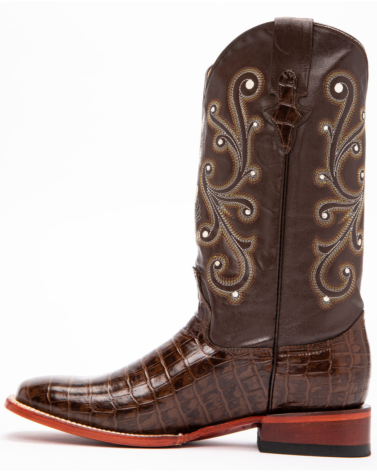 Image #3 - Ferrini Men's Chocolate Alligator Belly Print Western Boots - Broad Square Toe, , hi-res