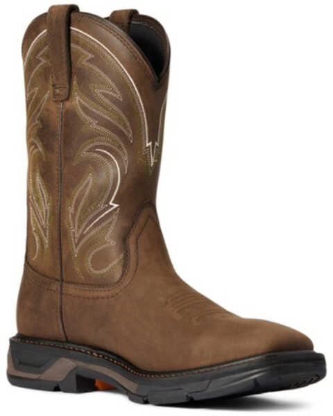 Ariat Men's WorkHog® Cottonwood Western Work Boots - Broad Square Toe , Brown, hi-res