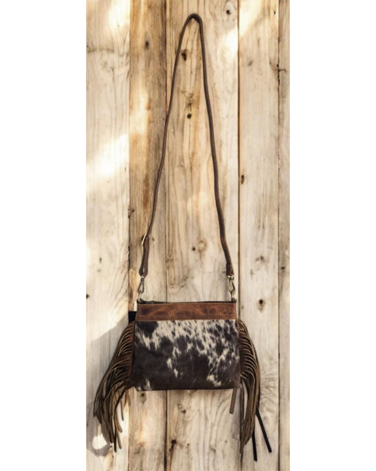 Ranch Junkie Women's Highlands Cowhide Leather Crossbody, Chocolate, hi-res
