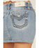 Image #2 - Miss Me Women's Light Wash Mid Rise Embroidered Denim Stretch Mini Skirt, Light Wash, hi-res