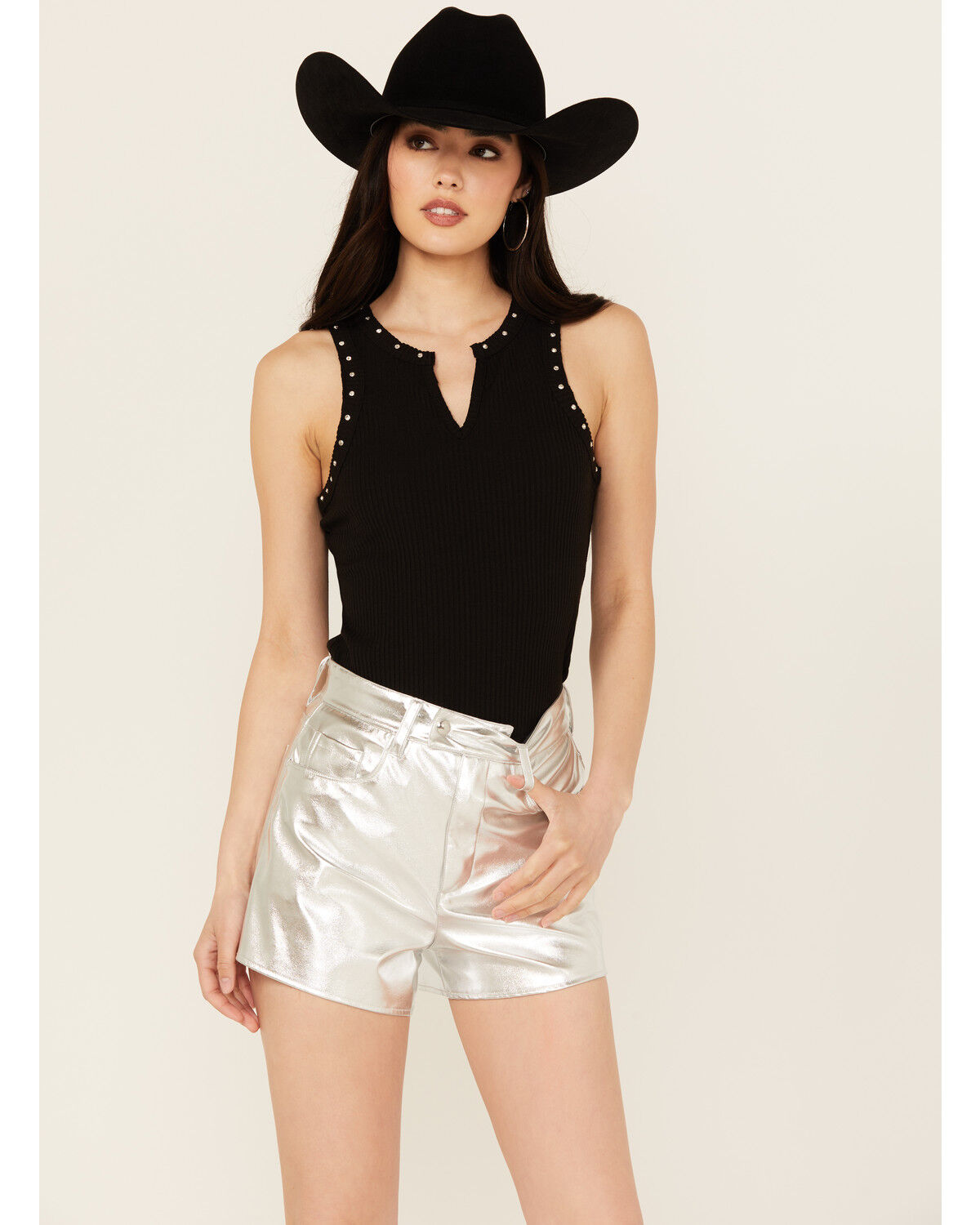 Image #1 - Miss Me Women's Rhinestone Tank Top, Black, hi-res