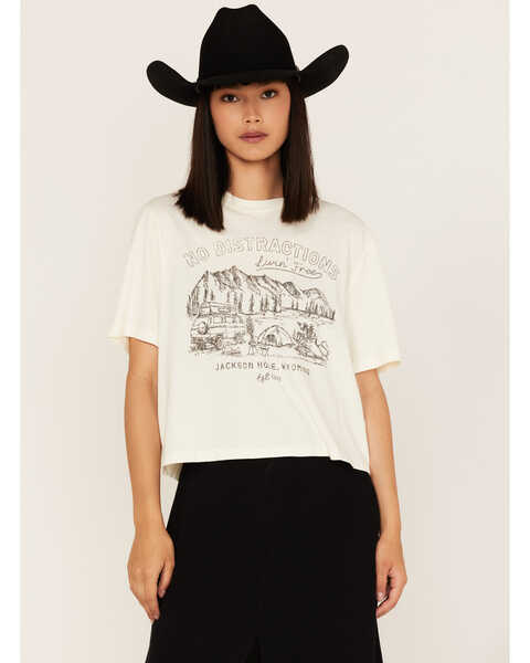 Image #1 - Cleo + Wolf Women's No Distractions Cropped Graphic Tee, , hi-res