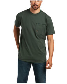 Ariat Men's Deep Forest Rebar Workman Short Sleeve Work Pocket T-Shirt , Green, hi-res