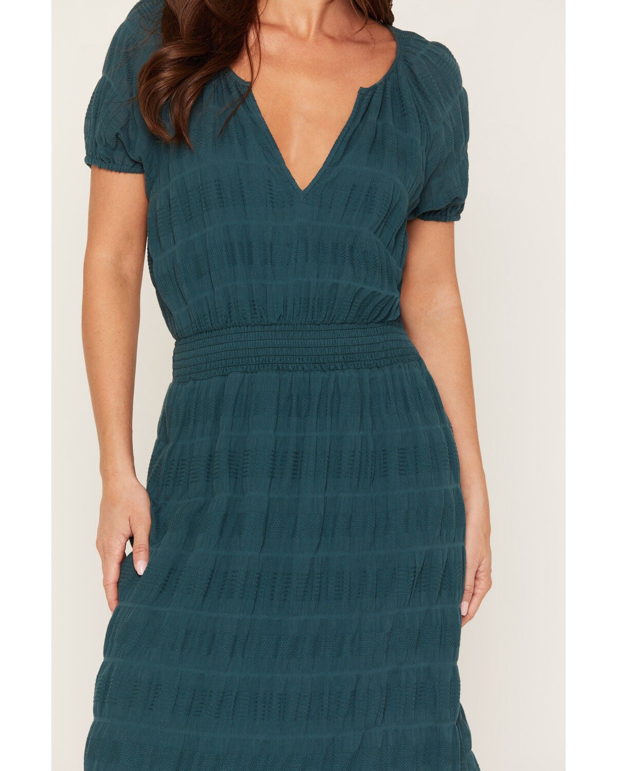 Image #3 - Lovestitch Women's Solid Short Sleeve Midi Dress, Teal, hi-res
