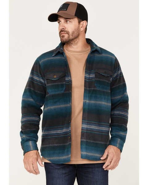 Gibson Men's Baja Horizontal Stripe Long Sleeve Button Down Western Shirt , Charcoal, hi-res