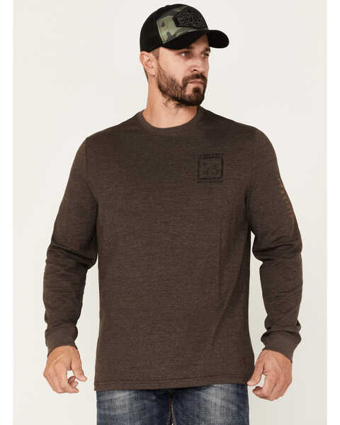 Image #1 - Brothers and Sons Men's Ride A Mule Long Sleeve T-Shirt, Dark Brown, hi-res