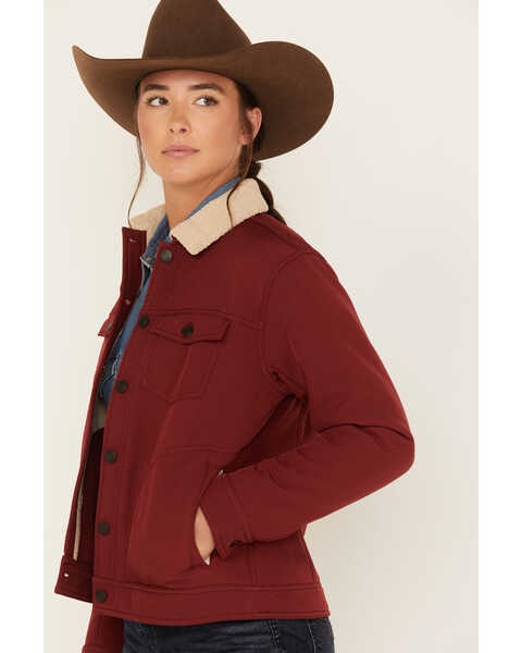 Image #2 - Ariat Women's R.E.A.L. Sherpa Lined Trucker Softshell Jacket, Red, hi-res