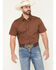 Image #1 - Cody James Men's Westward Floral Striped Short Sleeve Button-Down Stretch Western Shirt, Brown, hi-res