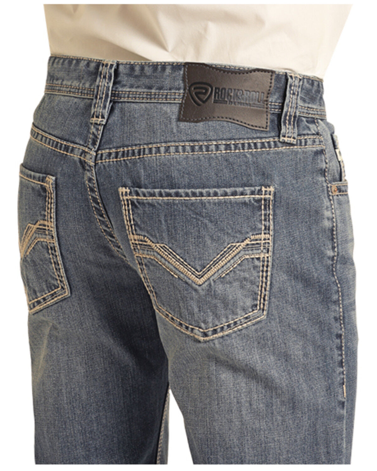 Image #4 - Rock & Roll Denim Men's Pistol Light Wash Slim Straight Reflex Denim Jeans, Light Wash, hi-res