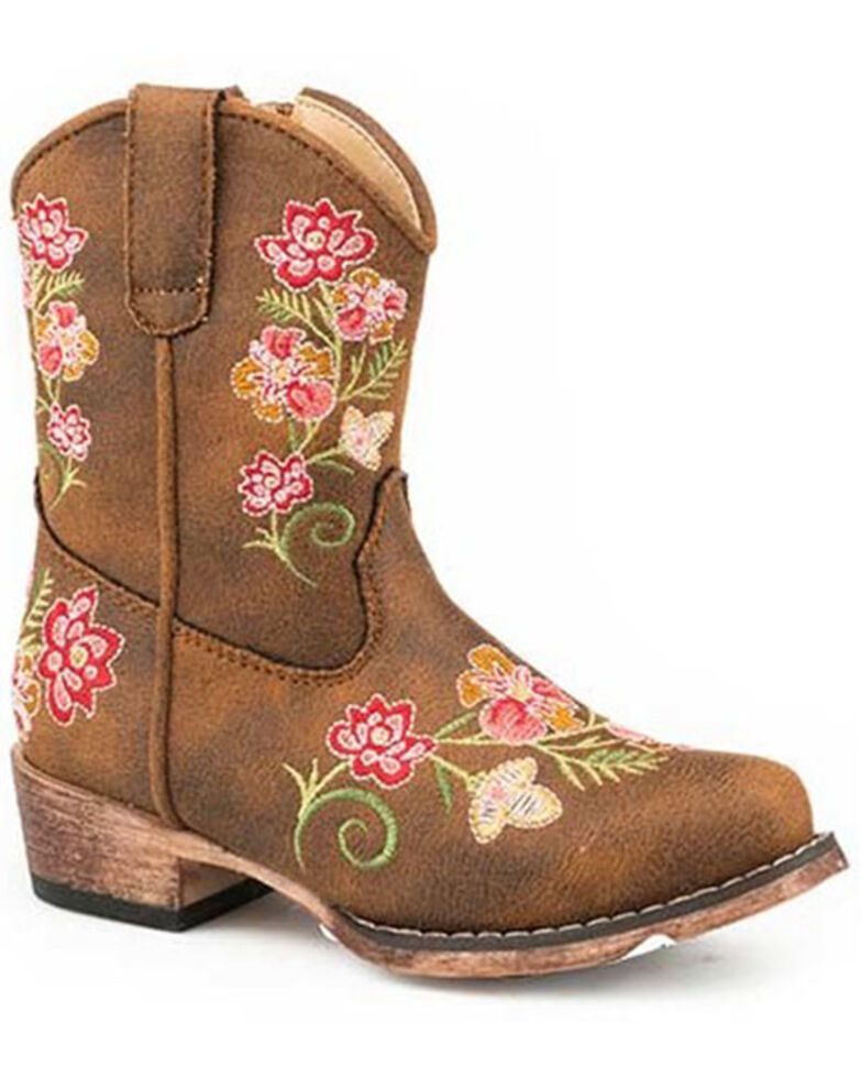 Roper Toddler Girls' Juliet Western Boots - Snip Toe, Tan, hi-res
