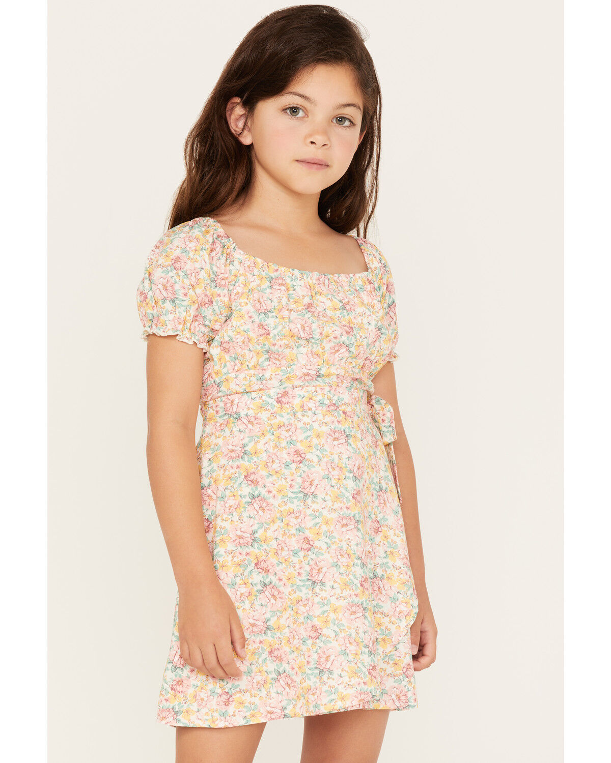 Image #1 - Shyanne Girls' Floral Print Skirt Set - 2-Piece, Yellow, hi-res