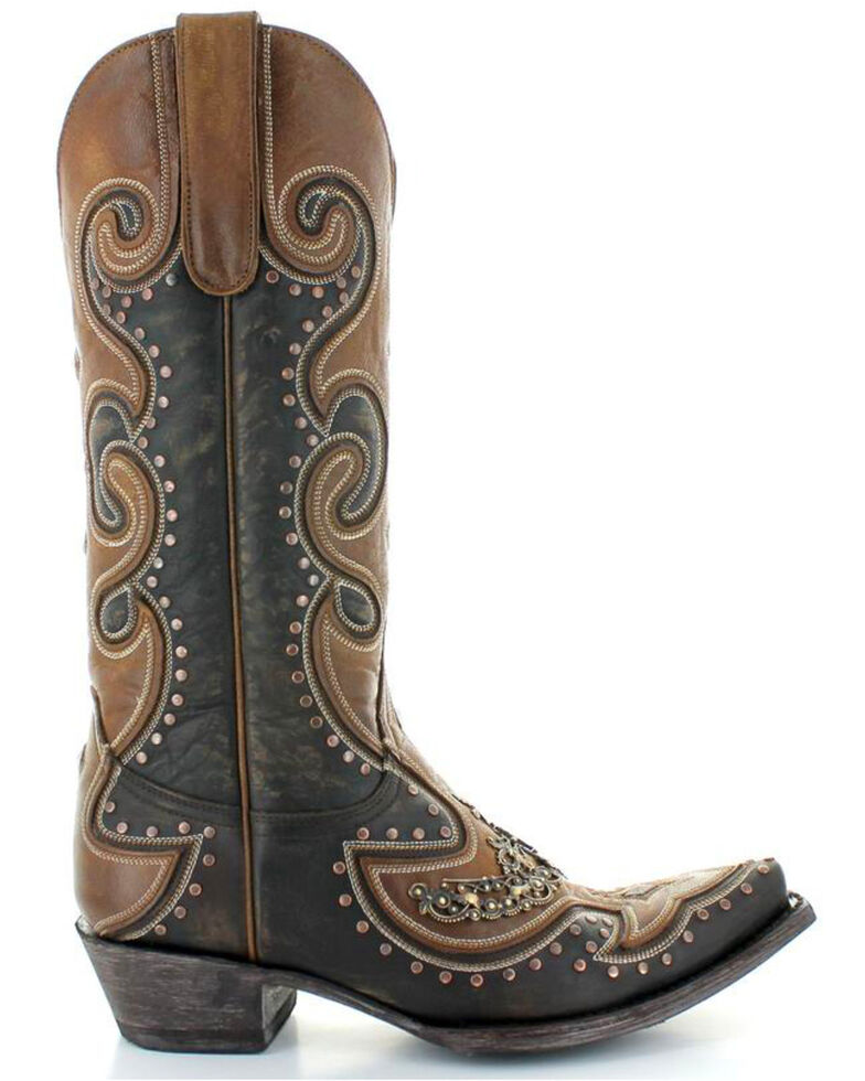Old Gringo Women's Bonanza Chic Fancy Cowgirl Boots - Snip Toe, Chocolate, hi-res