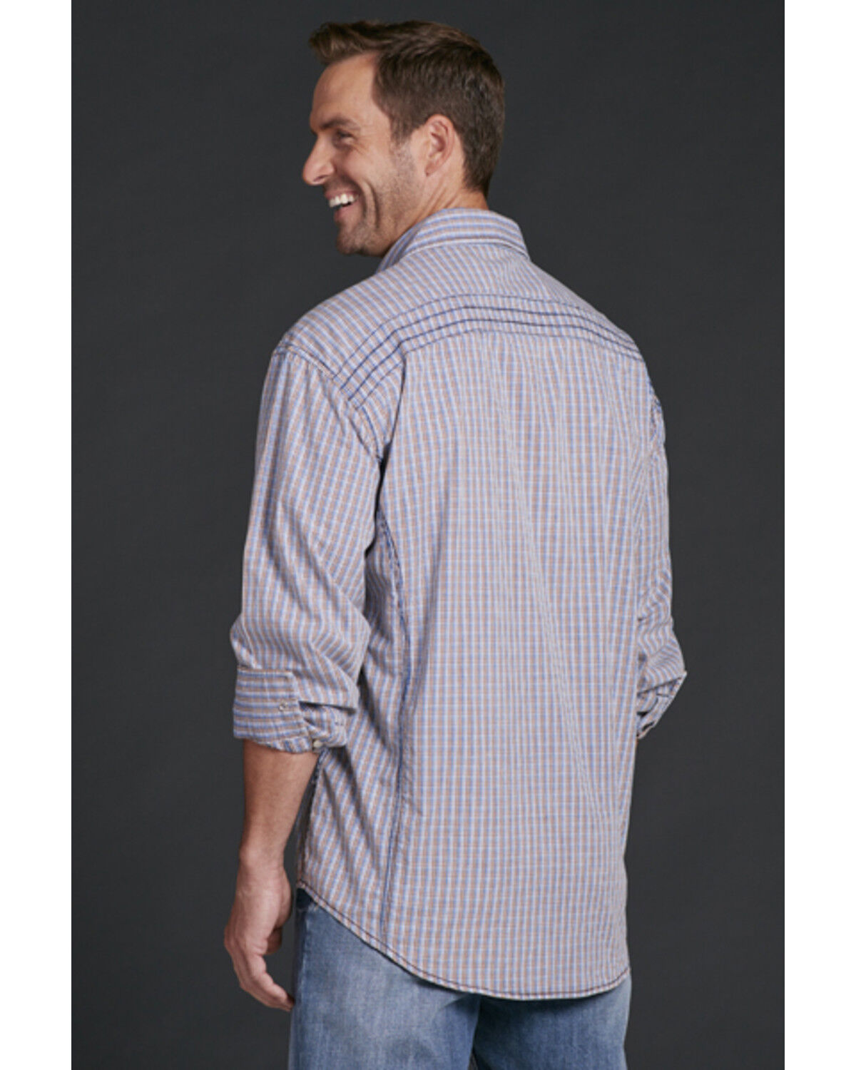 Image #2 - Cowboy Up Men's Plaid Snap Long Sleeve Western Shirt, , hi-res