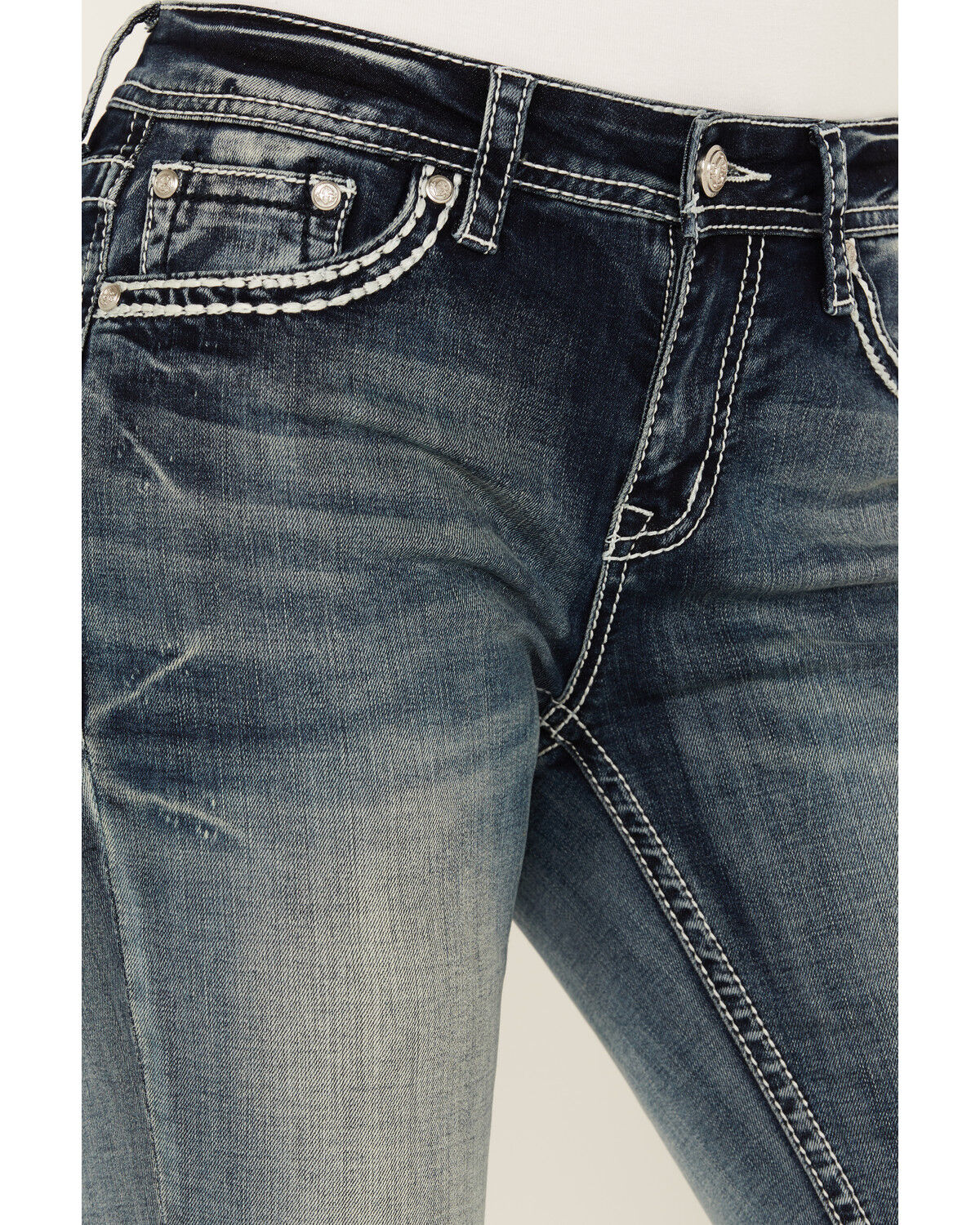 Image #4 - Grace in LA Women's Mid Rise Sequins Embroidered Pocket Bootcut Jeans, Dark Wash, hi-res