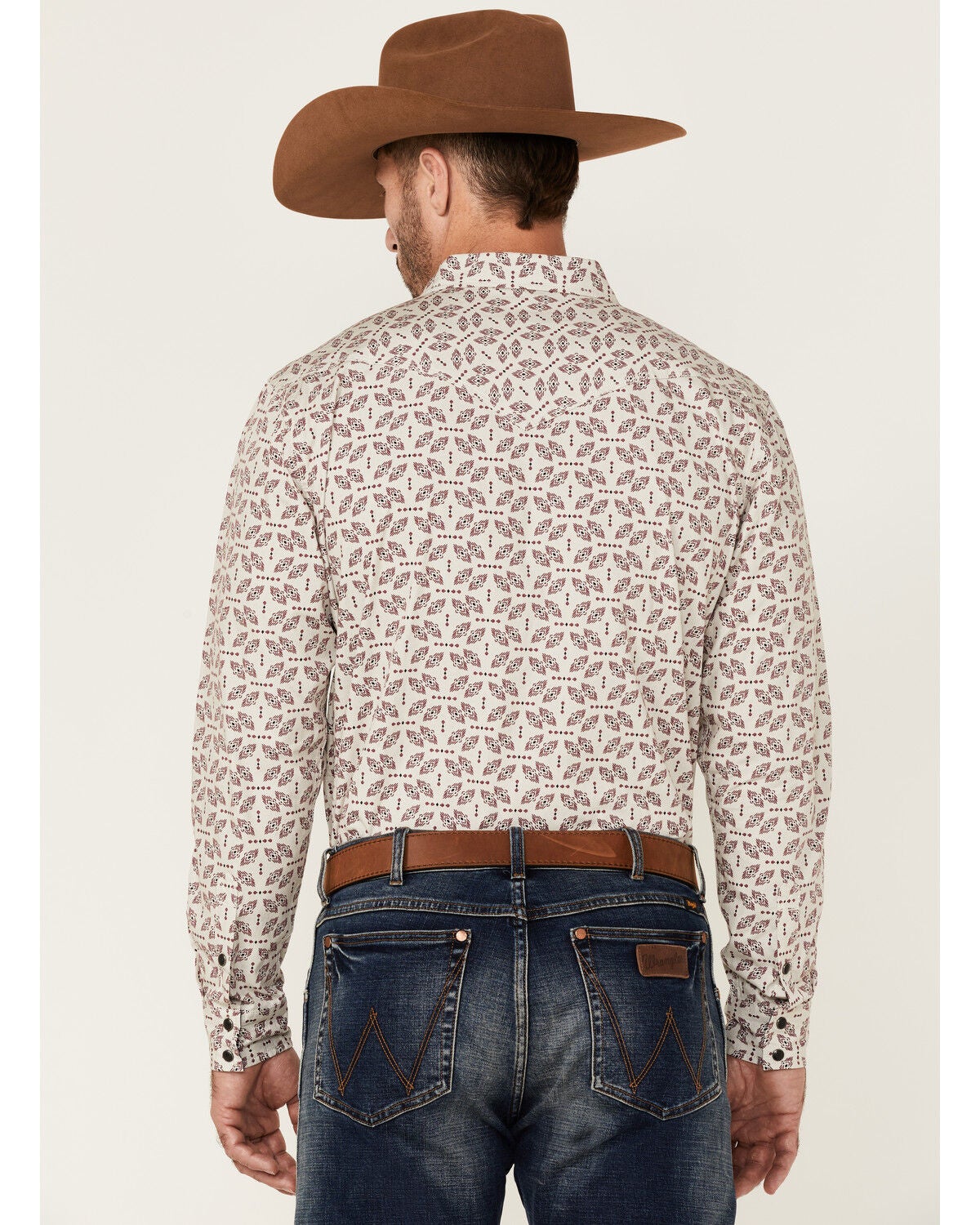 Image #4 - Moonshine Spirit&reg; Men's Sundial Southwestern Geo Print Long Sleeve Snap Western Shirt, Ivory, hi-res
