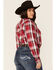 Image #3 - Roper Women's Plaid Print Bull Embroidered Yoke Long Sleeve Snap Western Core Shirt - Plus, Red, hi-res