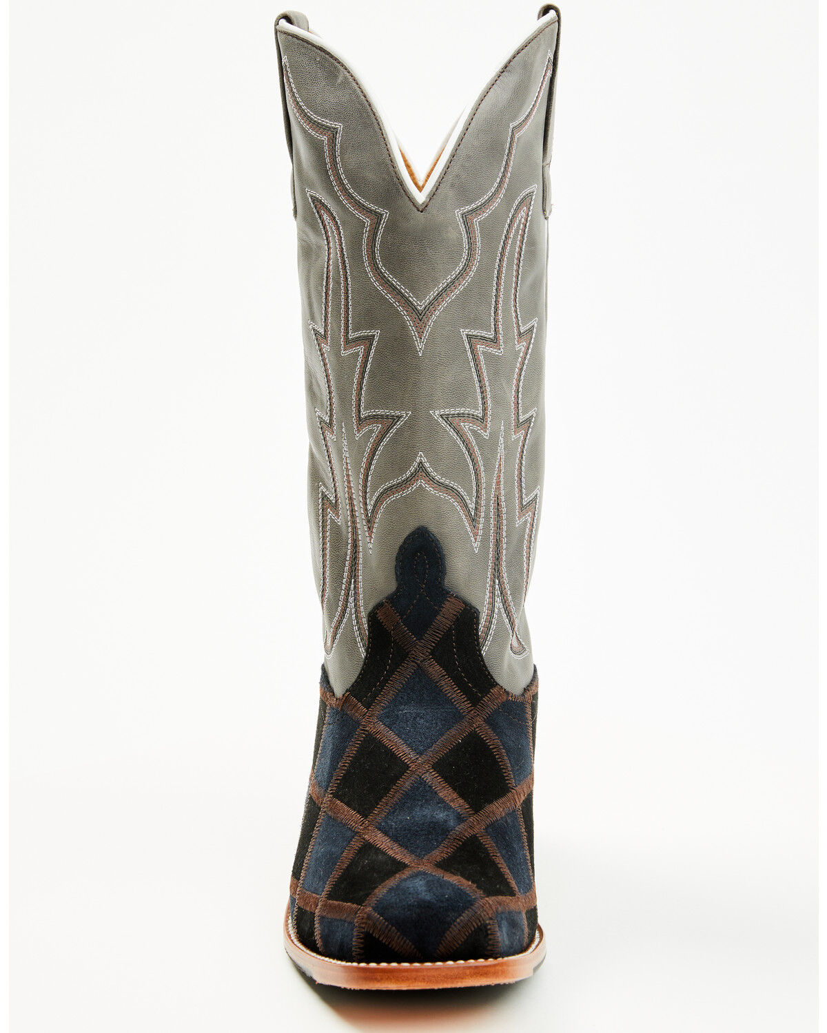 Image #4 - Horse Power Men's Patchwork Suede Western Boots - Square Toe, Black, hi-res
