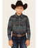 Image #1 - Cody James Boys' Julian Southwestern Print Long Sleeve Snap Western Shirt, Grey, hi-res