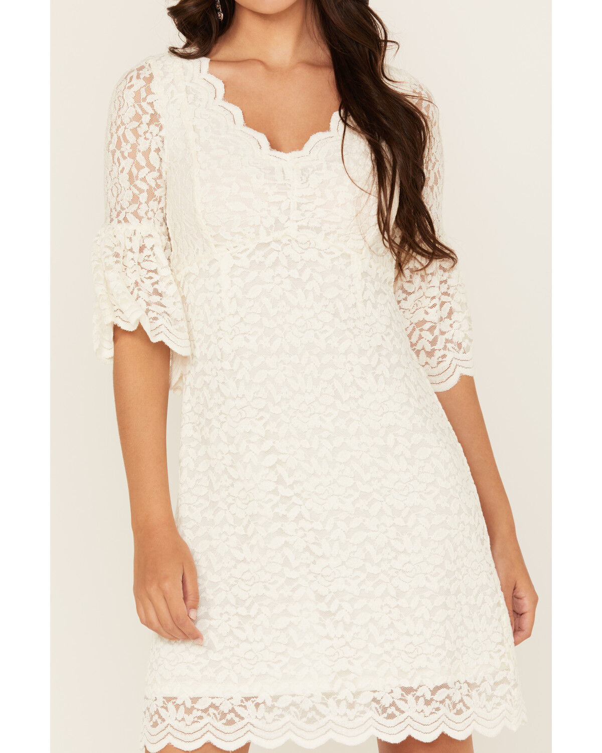 Image #3 - Shyanne Women's Lace Bell Sleeve Mini Dress, Off White, hi-res