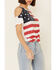 Shyanne Women's Flag Cold Shoulder Tie-Up Top  , White, hi-res