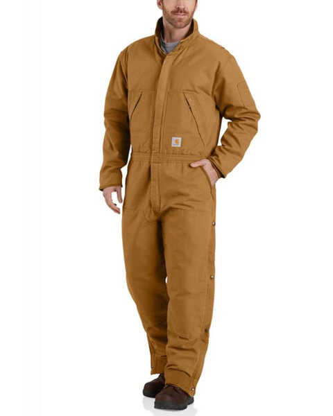 Image #1 - Carhartt Men's Brown M-Washed Duck Insulated Work Coveralls - Tall , Brown, hi-res