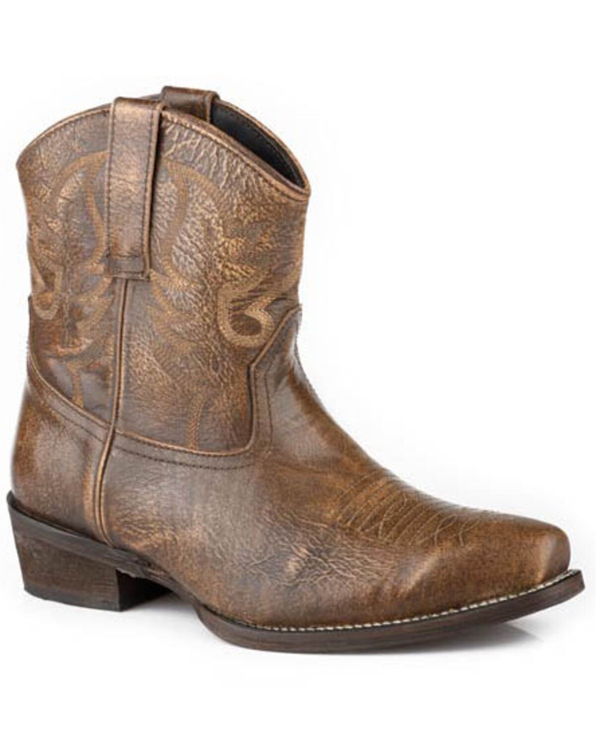 Roper Women's Dusty Burnished Western Booties - Snip Toe, Brown, hi-res