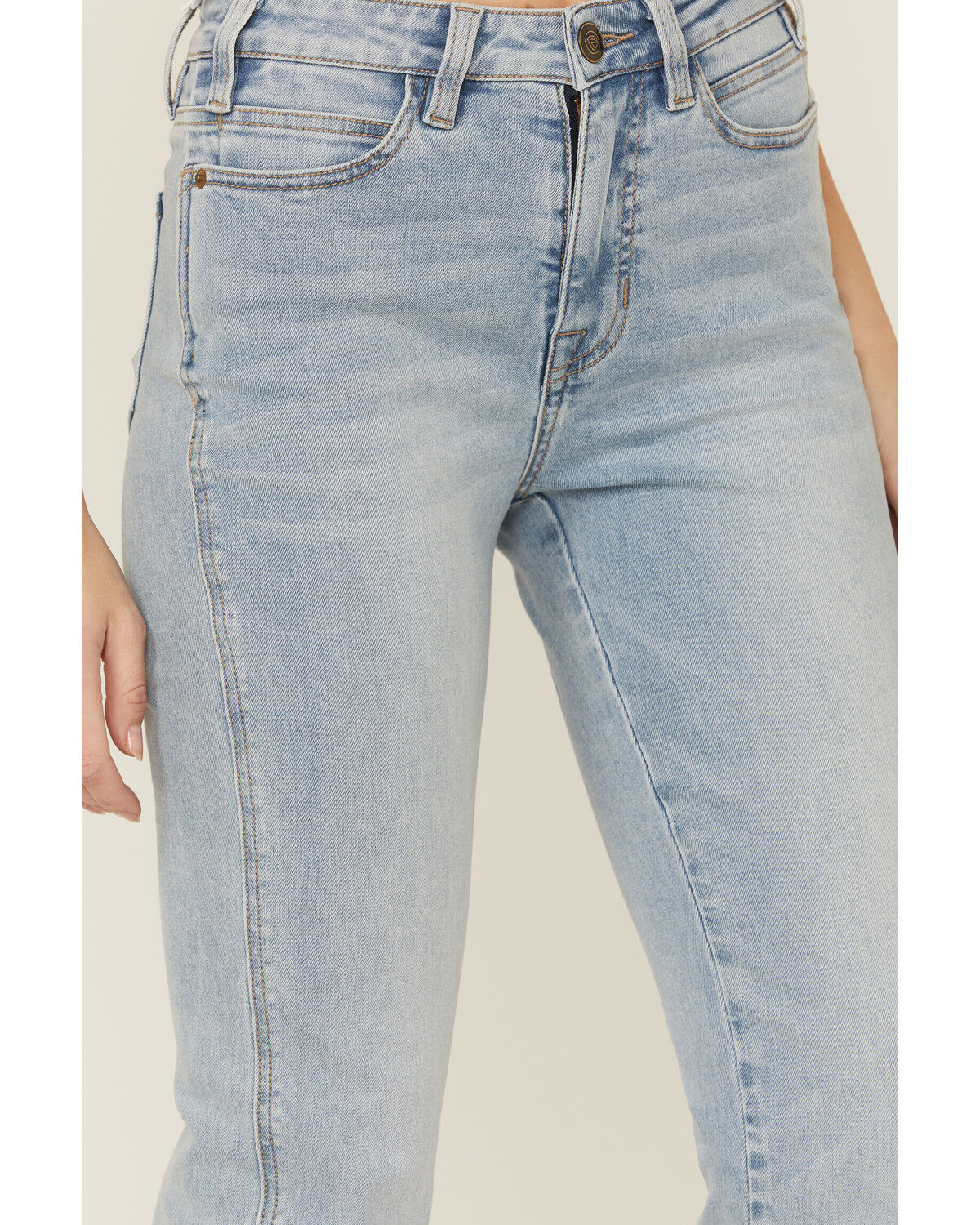 Image #2 - Rock & Roll Denim Women's Light Wash High Rise Stretch Bootcut Jeans, Light Blue, hi-res