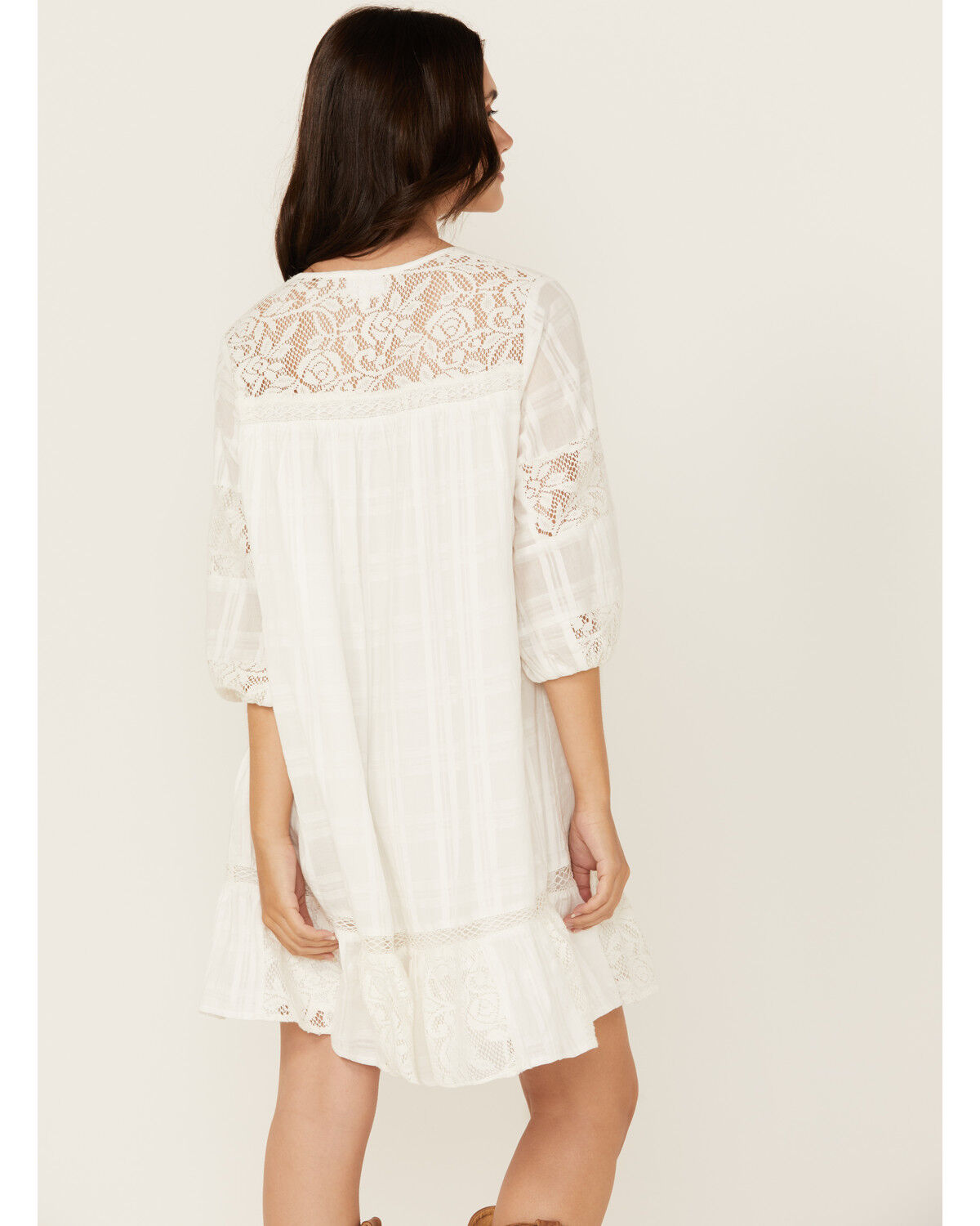Image #5 - Shyanne Women's Crochet Patchwork Mini Dress, White, hi-res