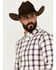 Image #2 - Cody James Men's Yeehaw Plaid Print Long Sleeve Button-Down Stretch Western Shirt - Tall , Ivory, hi-res