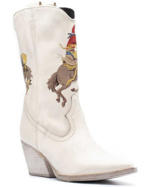 Golo Shoes Women's Giddy-Up Graphic Western Boot - Pointed Toe , Off White, hi-res