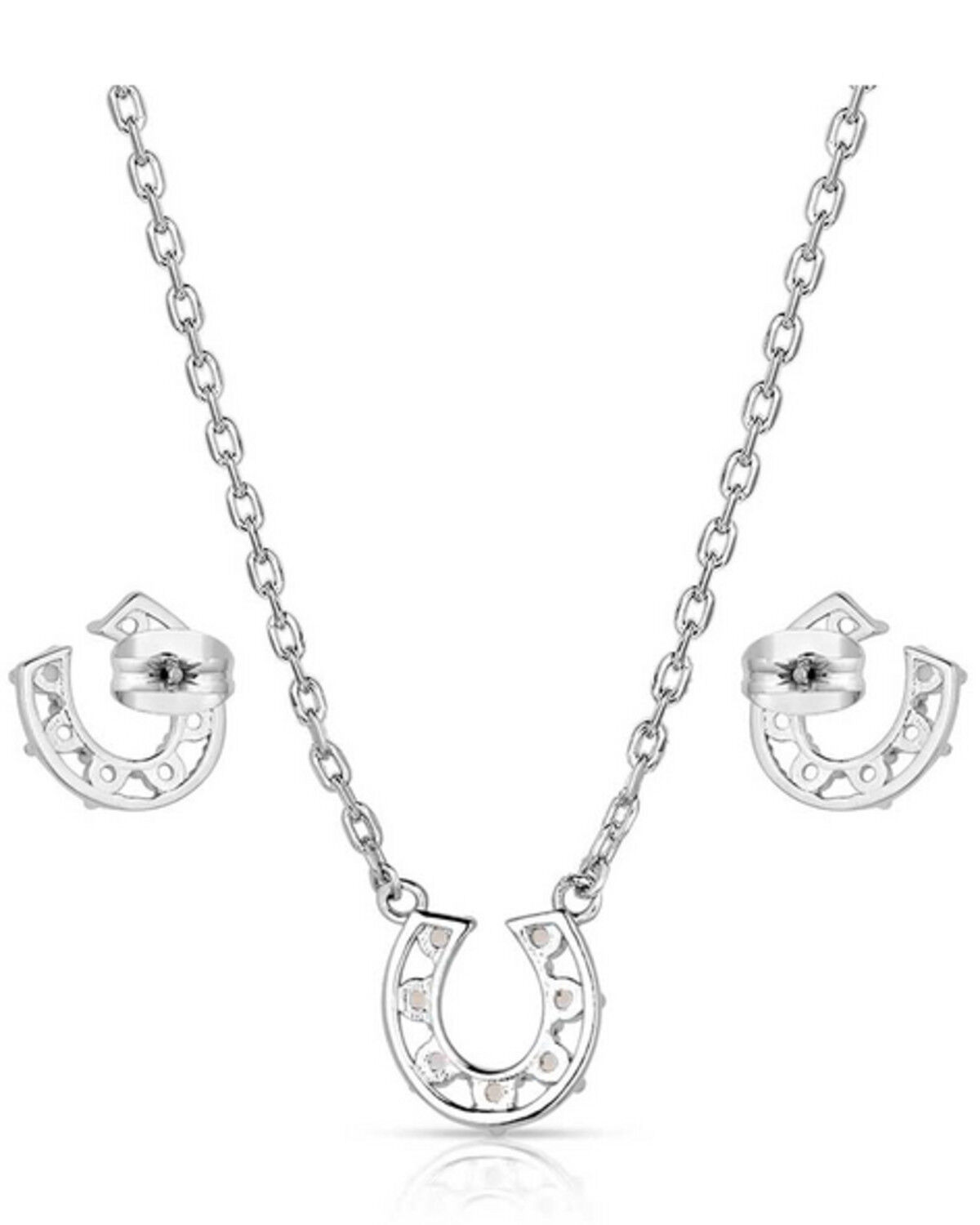 Image #2 - Montana Silversmiths Women's Delicate Glamour Horseshoe Jewelry Set - 2 Piece, Silver, hi-res