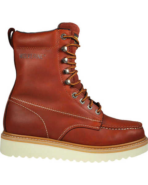 Wolverine Men's 8" Leather Work Boots - Moc Toe , Rust Copper, hi-res