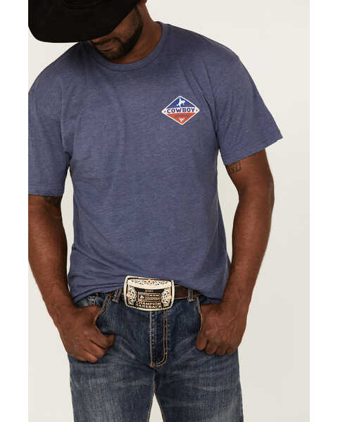 Image #3 - Cowboy Hardware Men's Built Tough Logo Graphic T-Shirt , Blue, hi-res