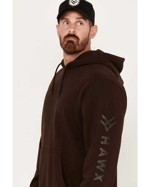 Image #2 - Hawx Men's FR Hard Face Pullover Fleece Hooded Jacket , Dark Brown, hi-res