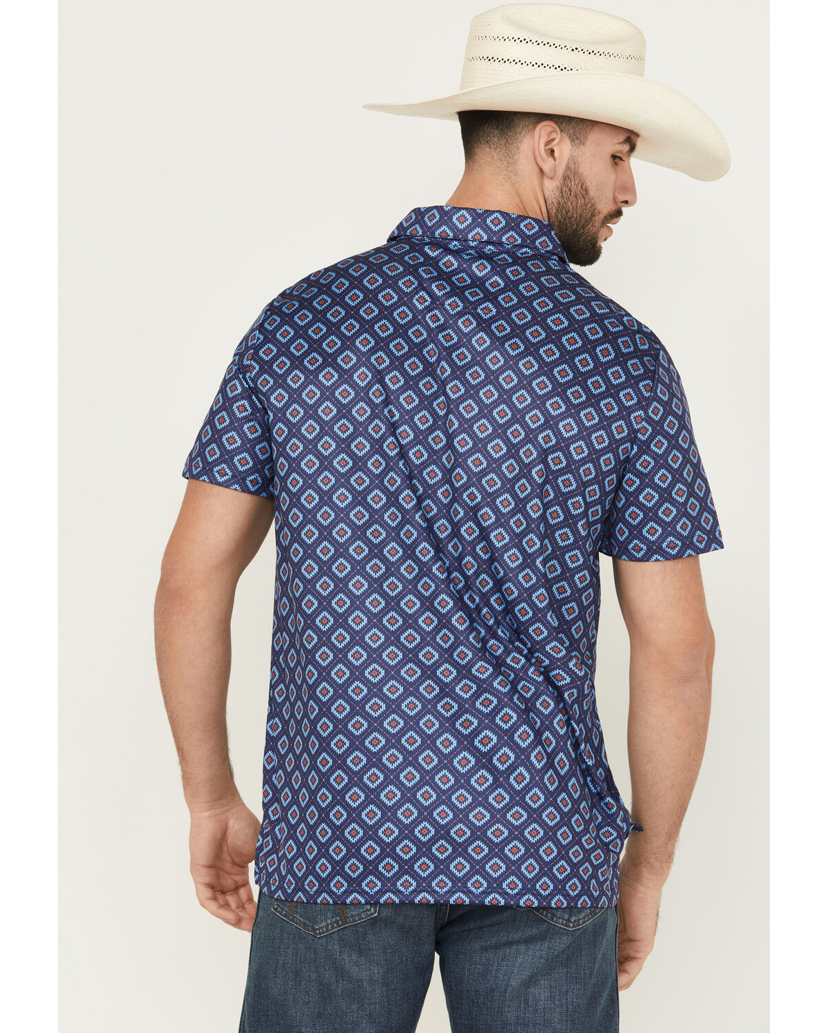 Image #4 - Rock & Roll Denim Southwestern Print Short Sleeve Button-Down Polo, Navy, hi-res