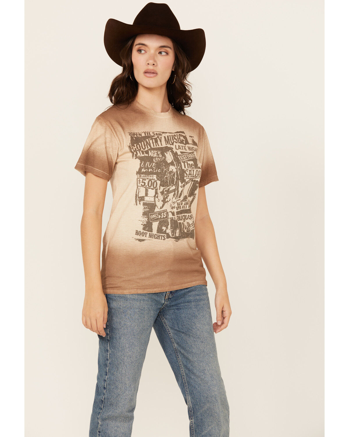 Image #1 - Cut & Paste Women's Tie-Dye Short Sleeve Graphic Tee, Brown, hi-res