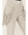 Wonderwest Women's Leather Fringe Pants, Grey, hi-res