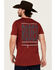 Image #1 - RANK 45® Men's Rough Rider Short Sleeve Graphic T-Shirt, Burgundy, hi-res