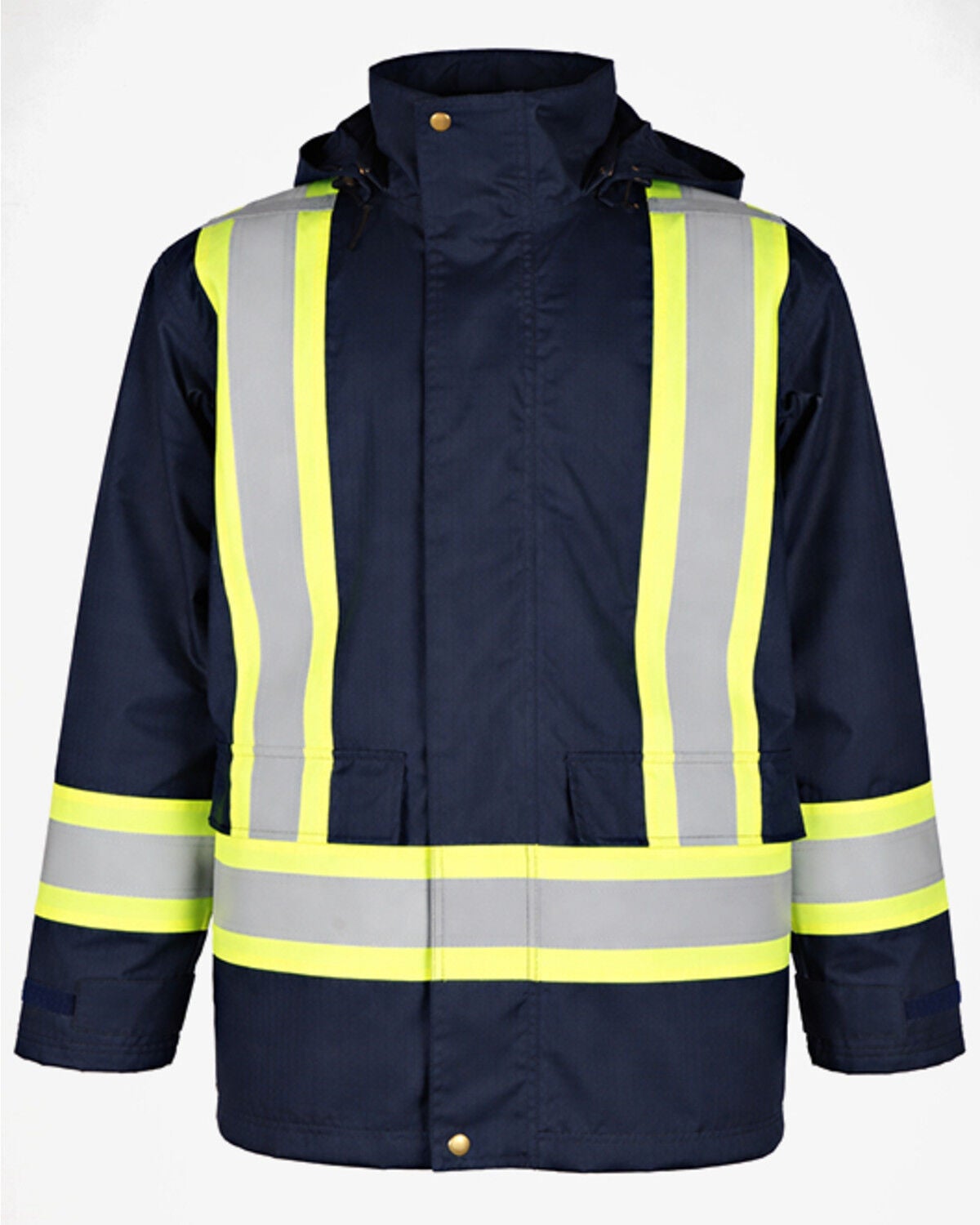 Forge Workwear Men's FR HiVis Insulated Rain Jacket, Navy, hi-res