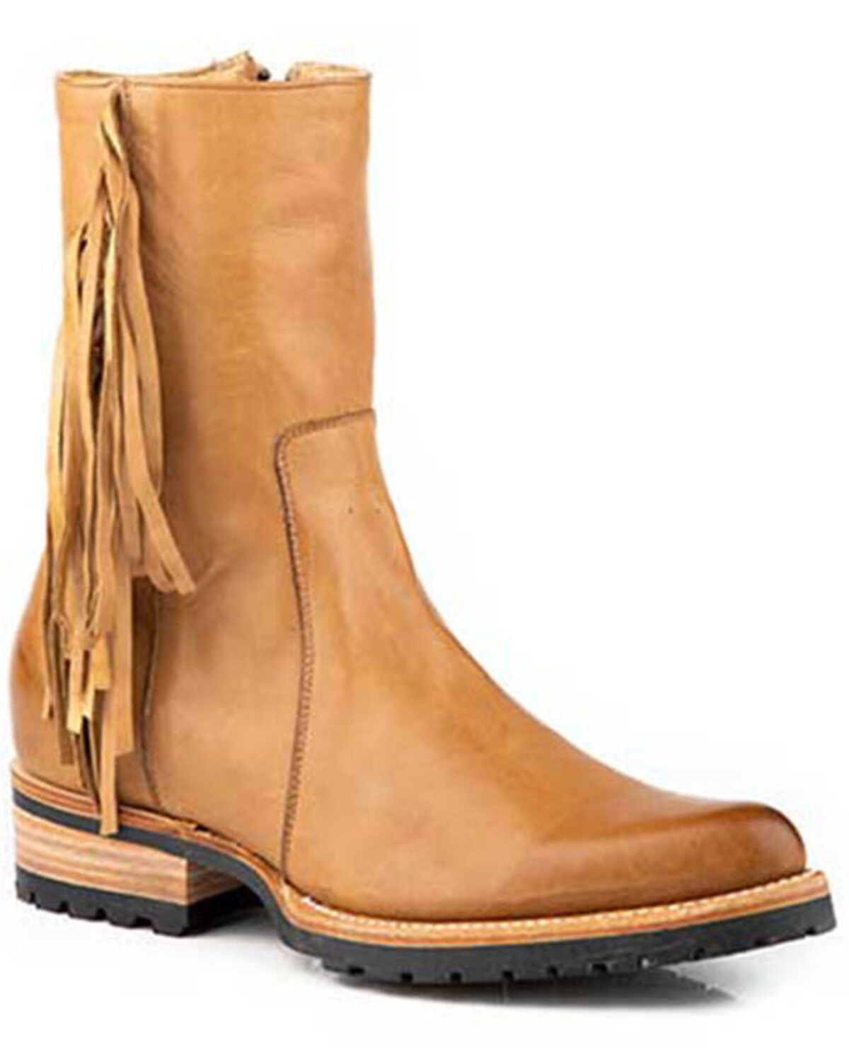 Image #1 - Stetson Women's Jenna Fringe Booties - Round Toe, Brown, hi-res