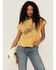 Image #1 - Cleo + Wolf Women's Stay Golden Rolled Sleeve Graphic Tee, Gold, hi-res
