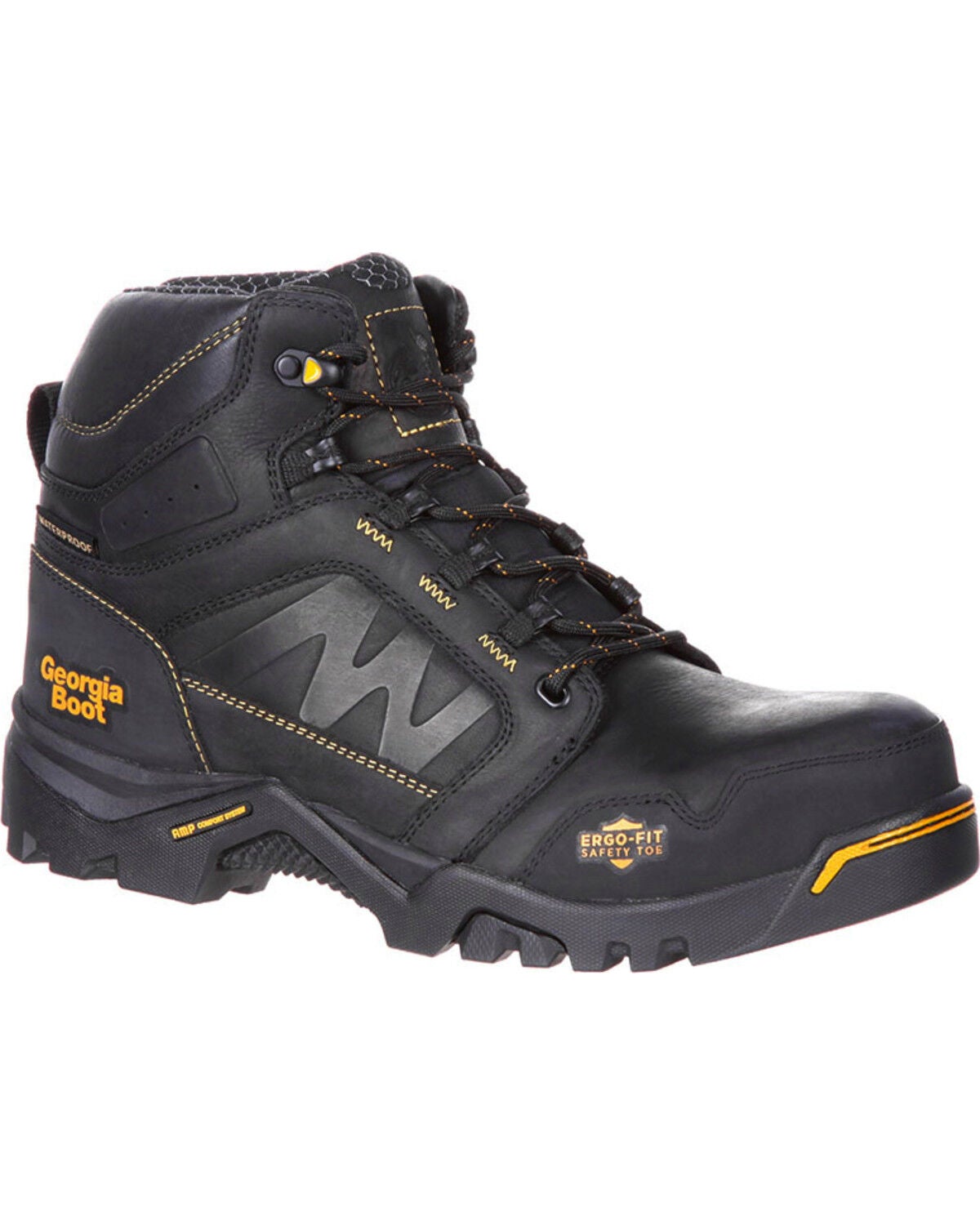 Georgia Boot Men's Amplitude Waterproof 6" Boots - Composite Toe, Black, hi-res