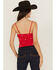 Image #4 - Fornia Women's Star Embroidered Sleeveless Cropped Tank Top, Red, hi-res